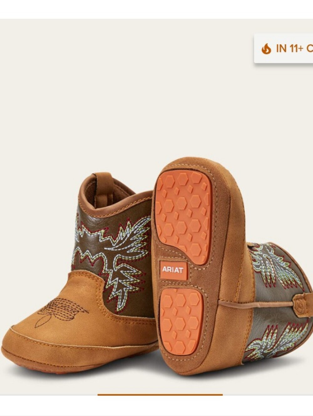 NWT Ariat Lil' Stompers Classic Western Booties Baby Size 0 Newborn Boy And Girl